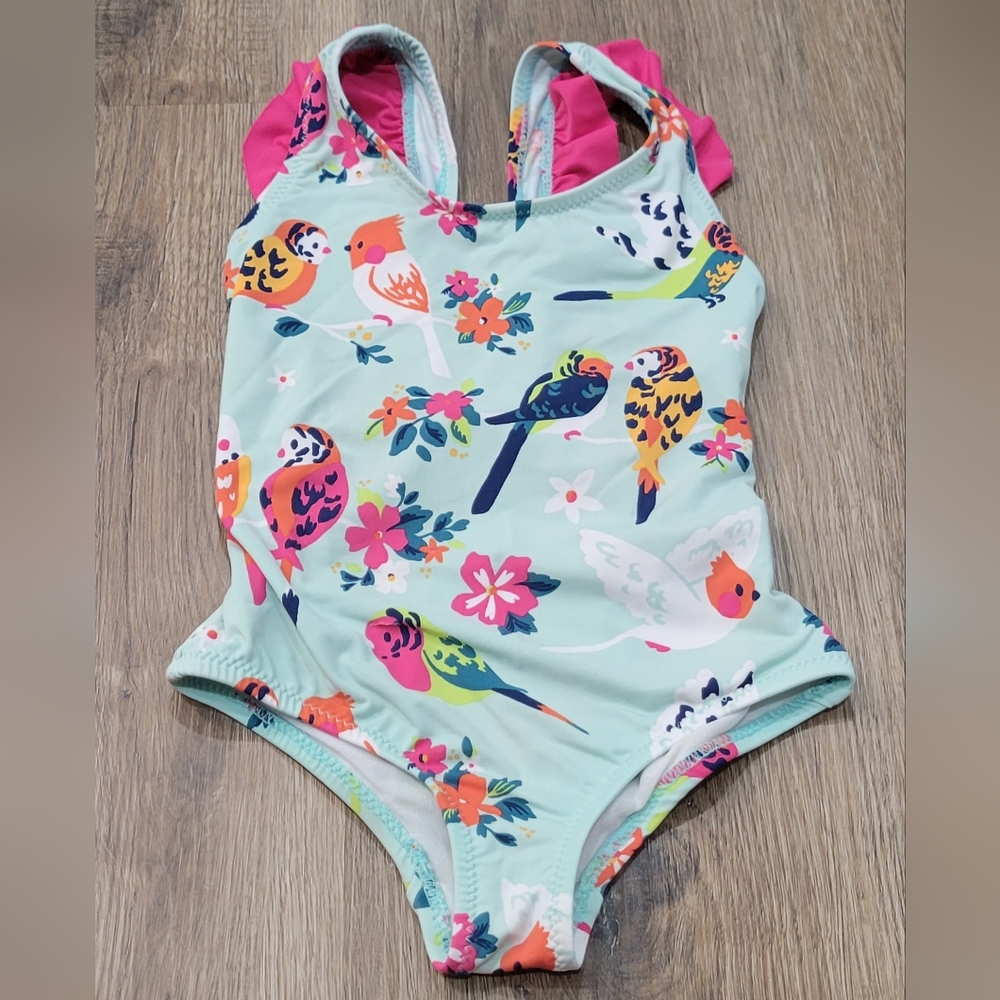 HATLEY One-Piece Birds of Paradise Ruffle Swimsuit, 2T